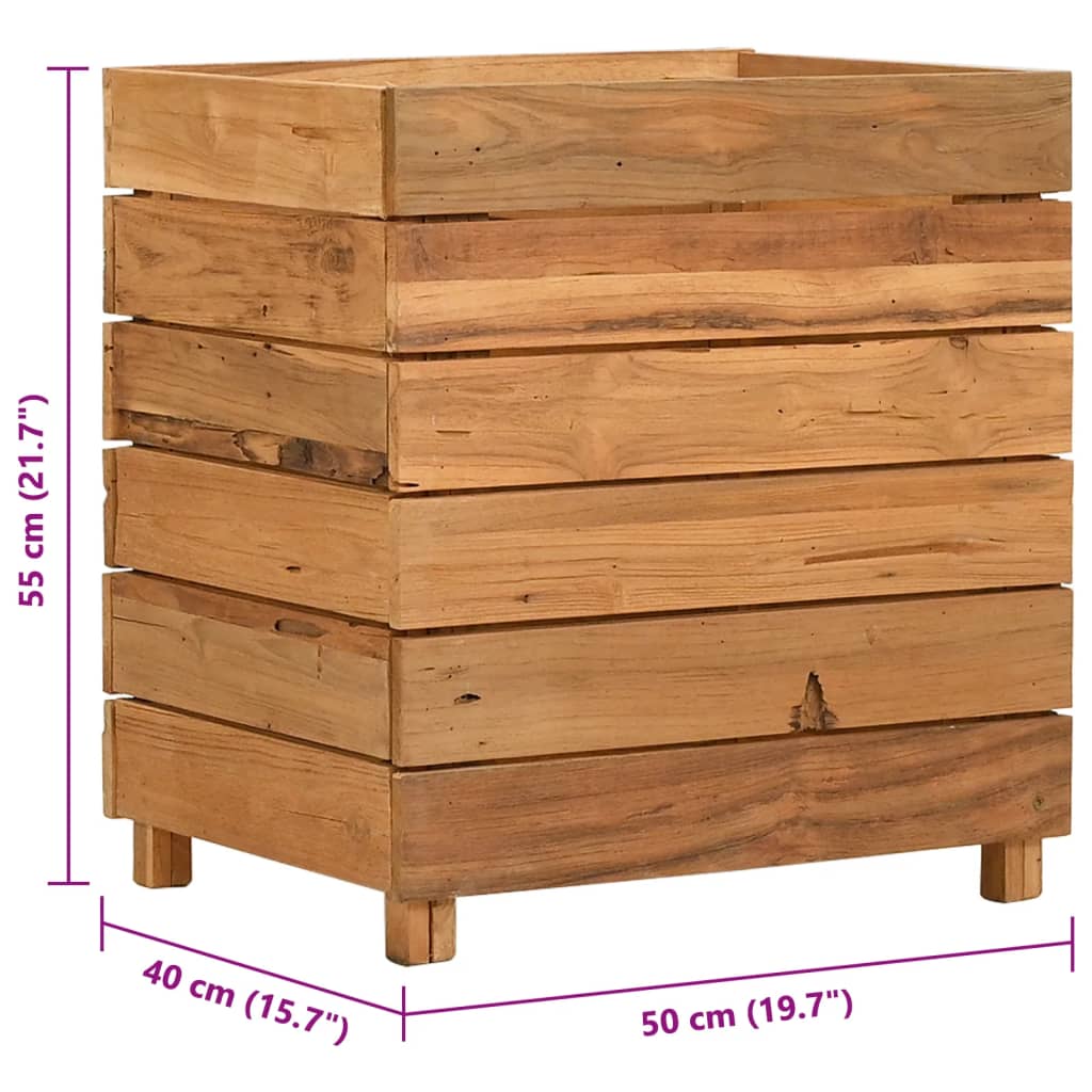 Hochbeet 100x40x72 cm Teak Altholz und Stahl