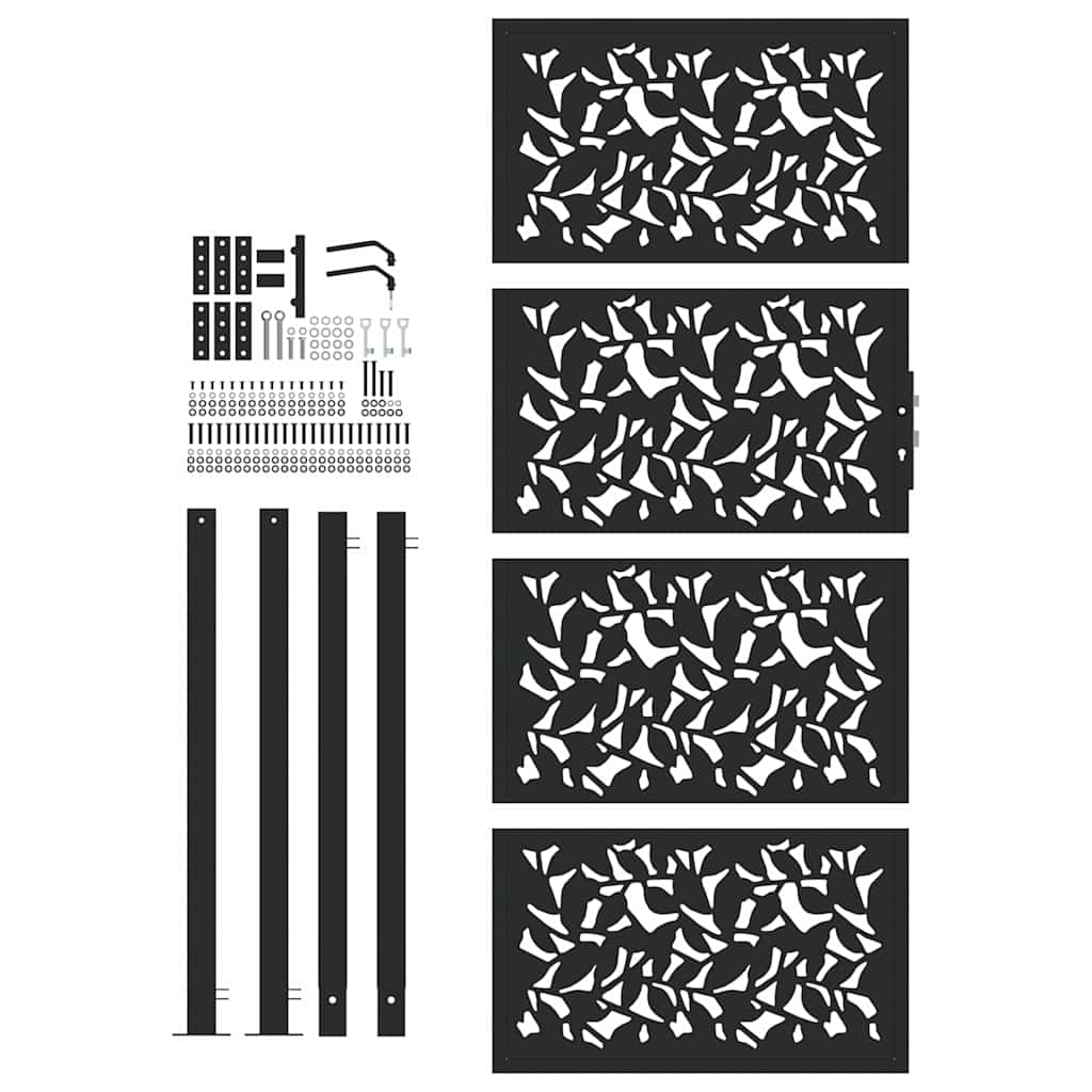 Gartentor Schwarz 100x100 cm Stahl Lichtdesign