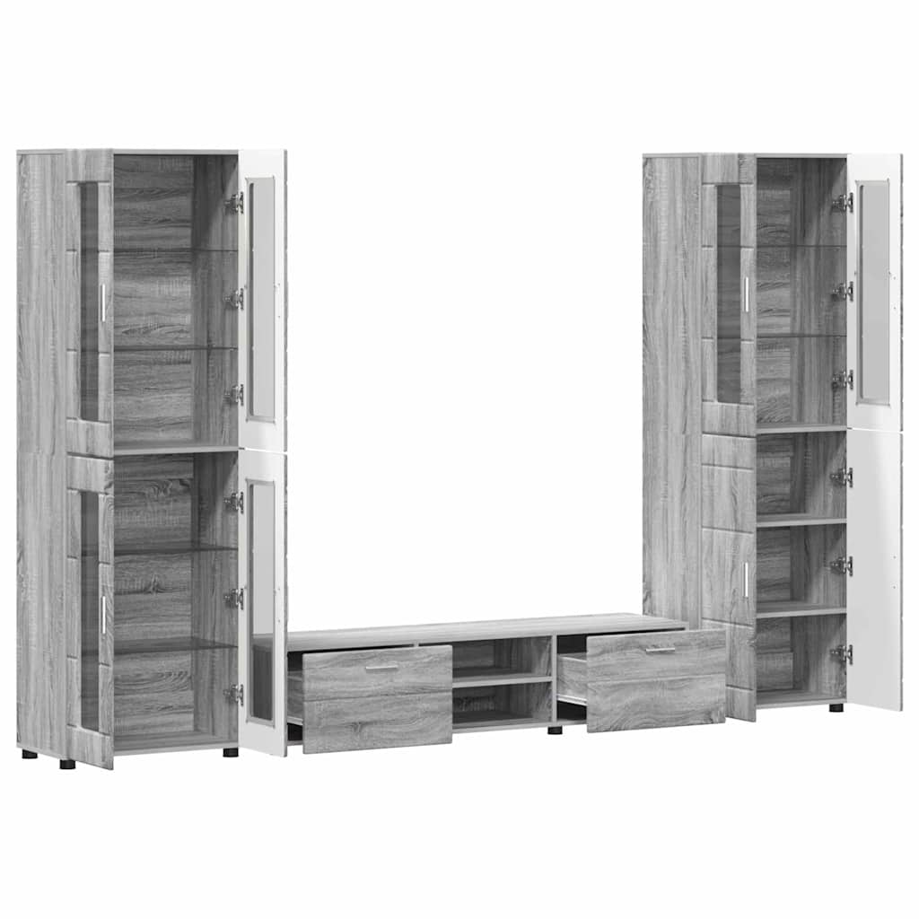 Highboard mit Regal FLORIN Weiß 60 x 35 x 182 cm Holzwerkstoff