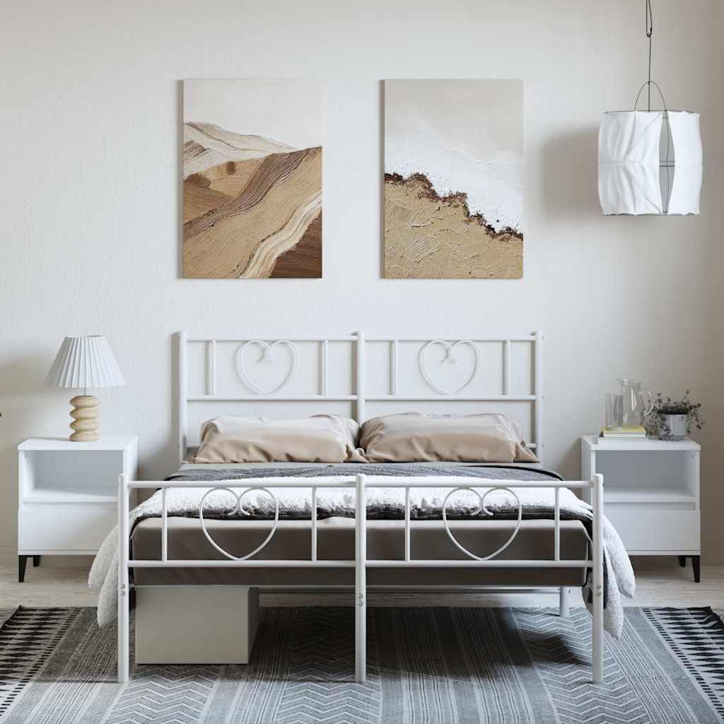 Bettgestell mit Kopfteil Metall Schwarz 100x190 cm