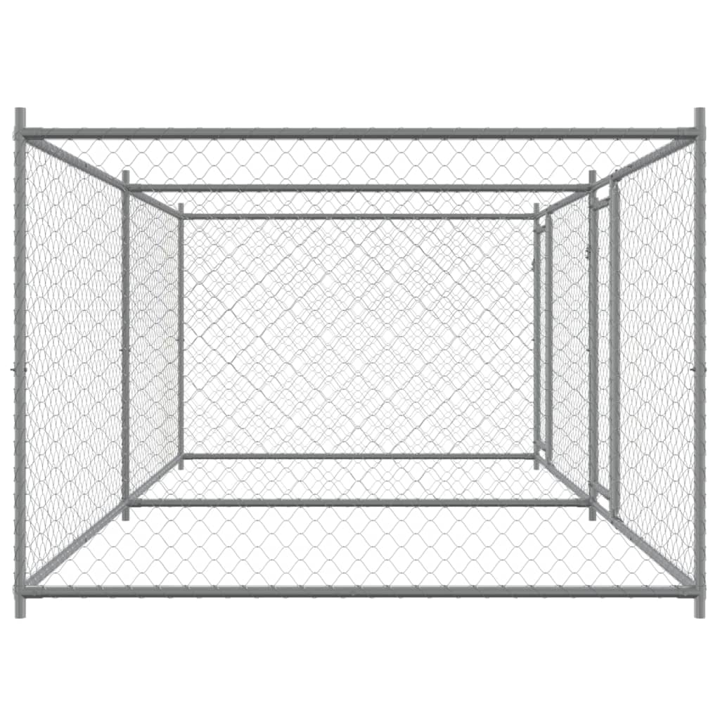Hundezwinger mit Tür Grau 2x2x1,5 m Verzinkter Stahl