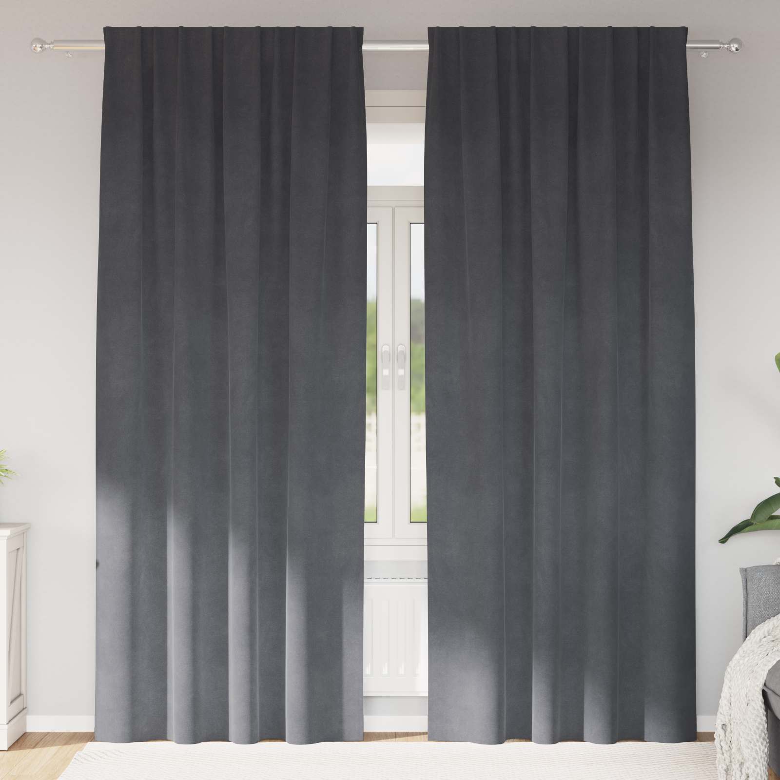Verdunkelungsvorhänge 2 pcs Schwarz 140 x 140 cm Samt