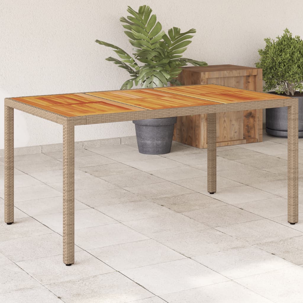 Gartentisch 190x90x75 cm Akazienholz und Poly Rattan Schwarz