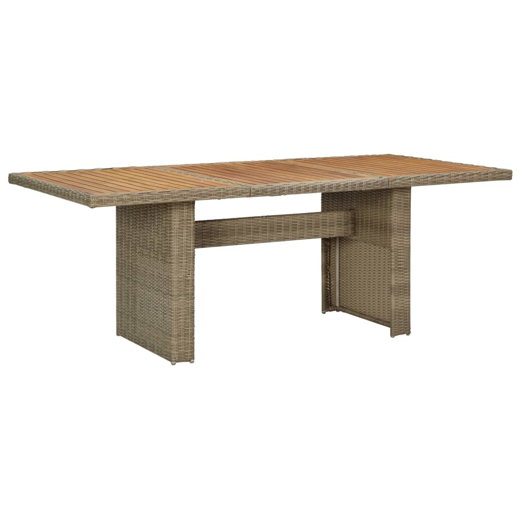 Garten-Esstisch Braun 200x100x74 cm Glas und Poly Rattan