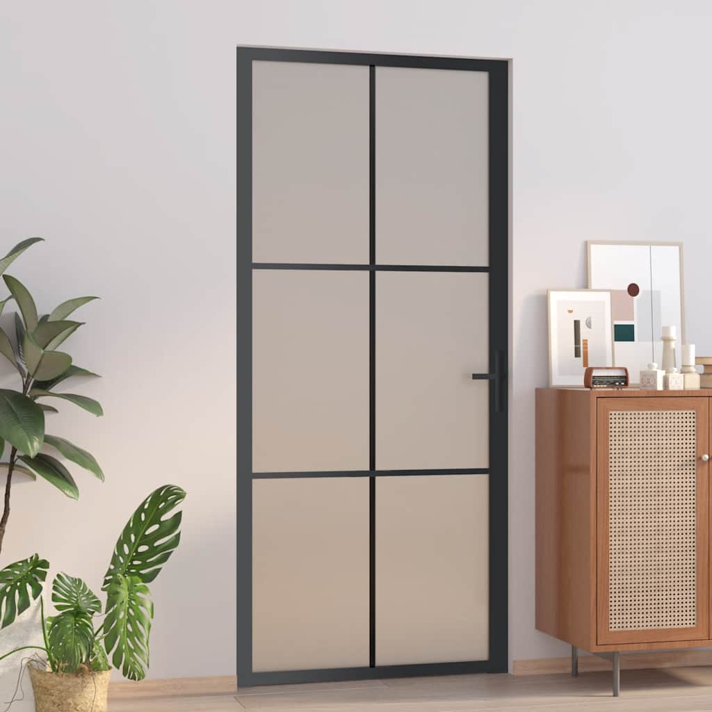 Innentür ESG Glas und Aluminium 76x201,5 cm Schwarz