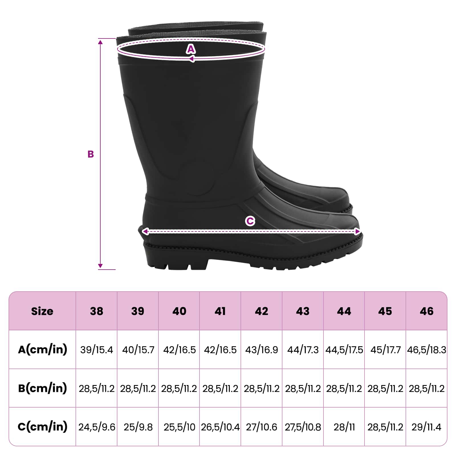 Regenstiefel PVC Größe 38 Schwarz