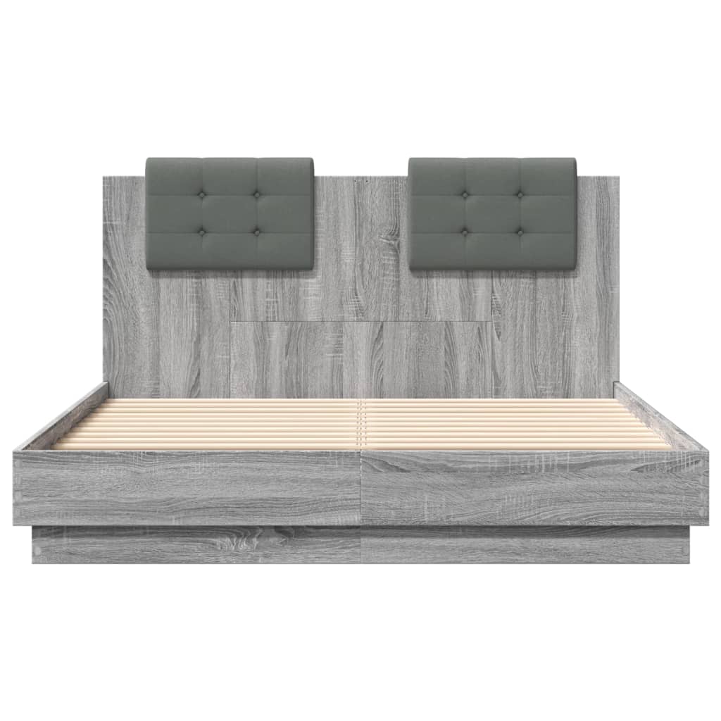 Bettgestell mit Kopfteil Grau Sonoma 180x200 cm Holzwerkstoff