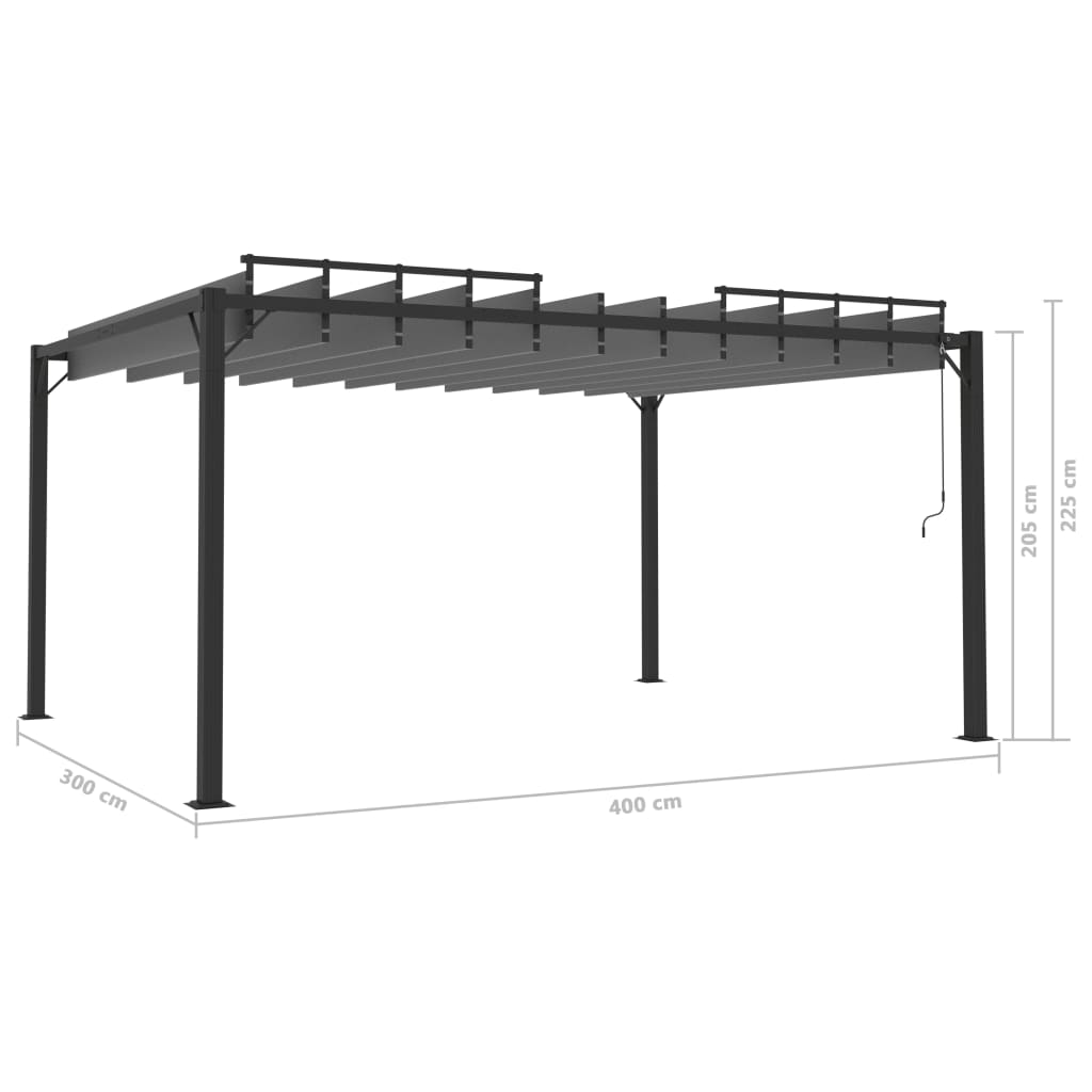 Pergola mit Lamellendach 3x3 m Creme Stoff und Aluminium