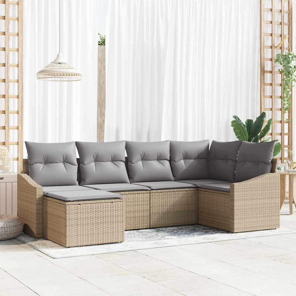 Garten Essgruppe mit Kissen 6 pcs Schwarz und Creme