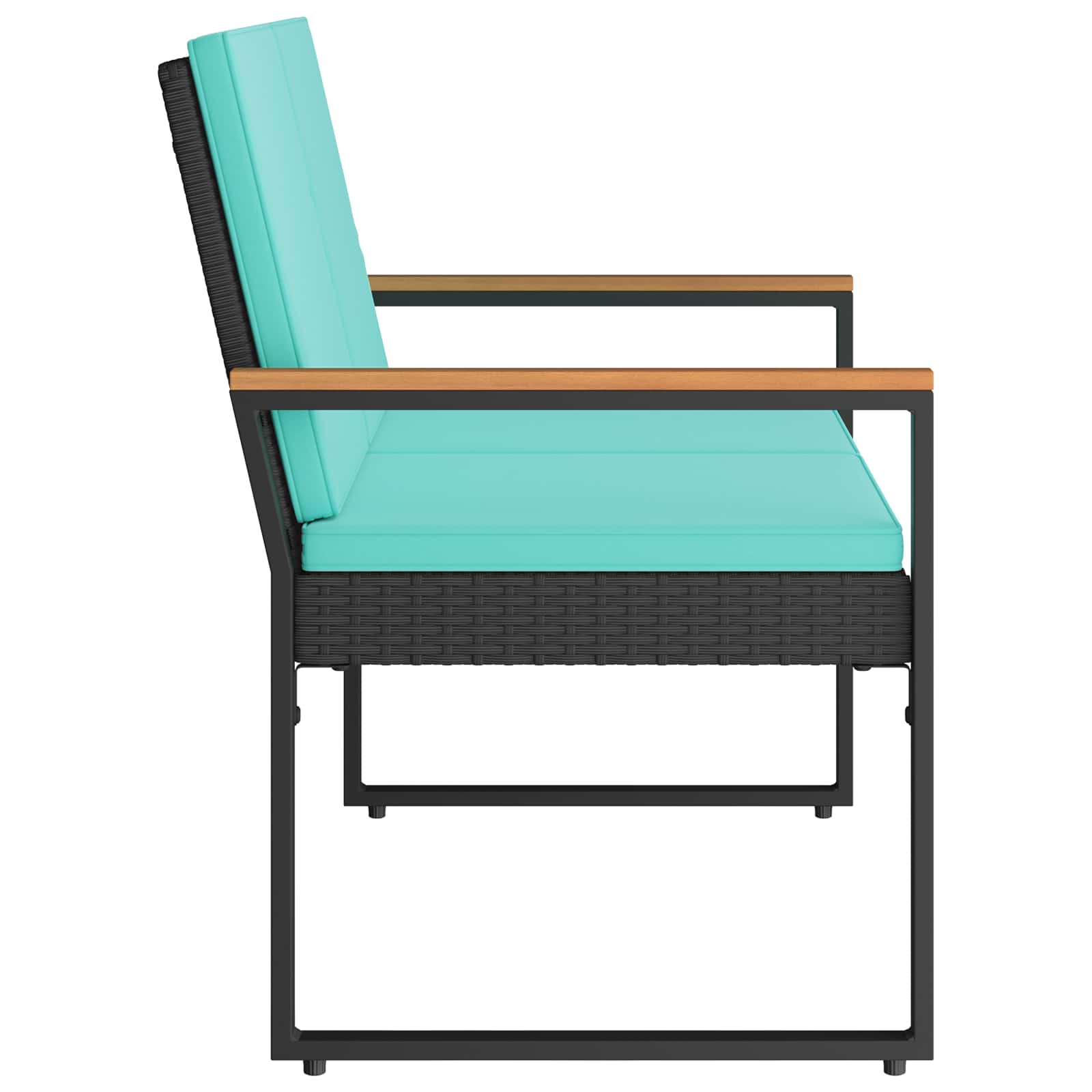 Bank Outdoor mit Kissen Schwarz 107 x 61 x 80 cm Poly-Rattan