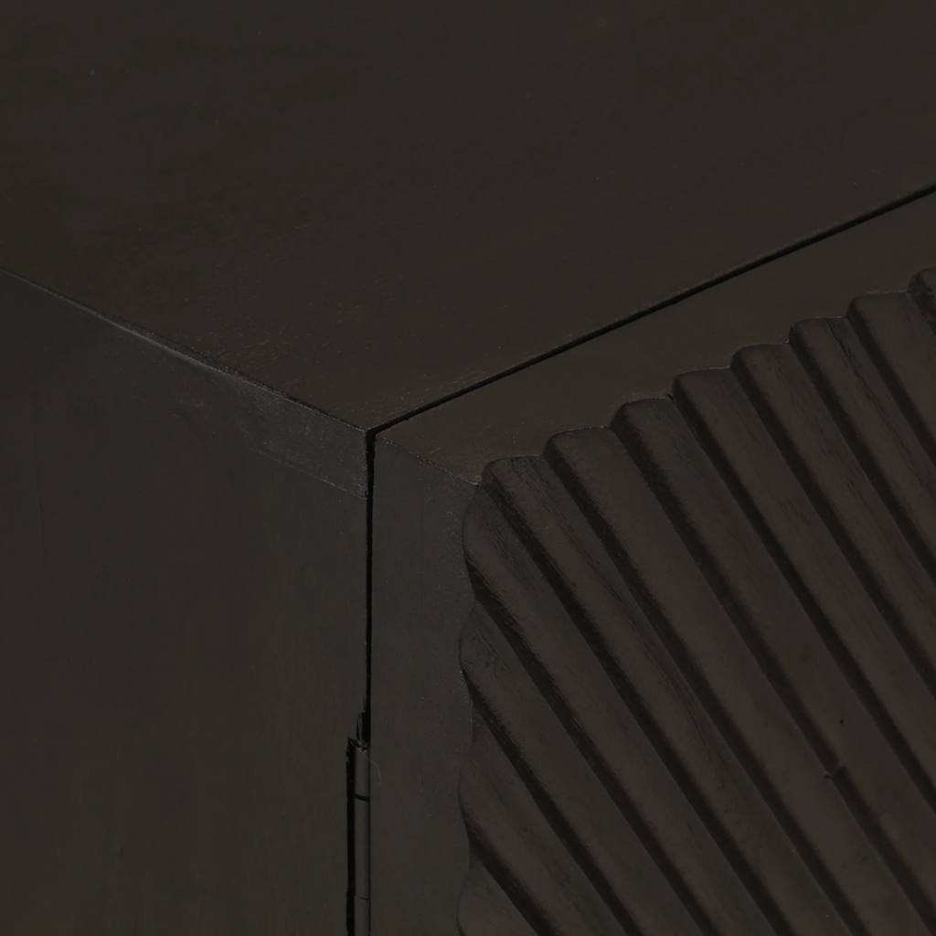 Nachttisch Schwarz 40x30x50 cm Massivholz Mango und Eisen