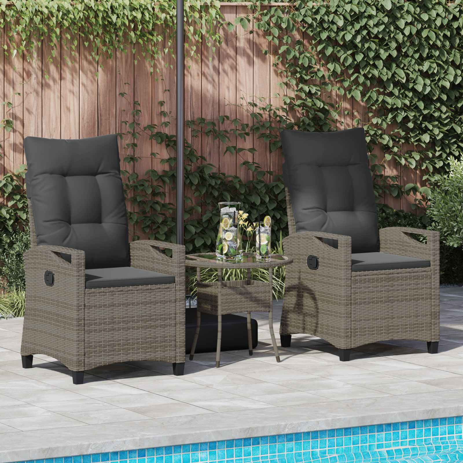Gartenstuhl 2 pcs Schwarz 56 x 64 x 94 cm Stahl und Polyester
