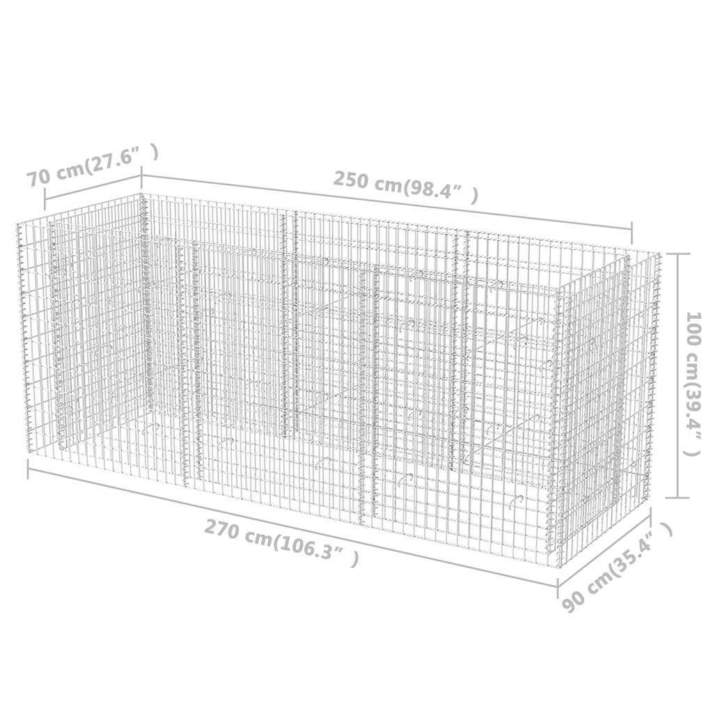 Gabionen-Hochbeet Stahl 360×90×100 cm