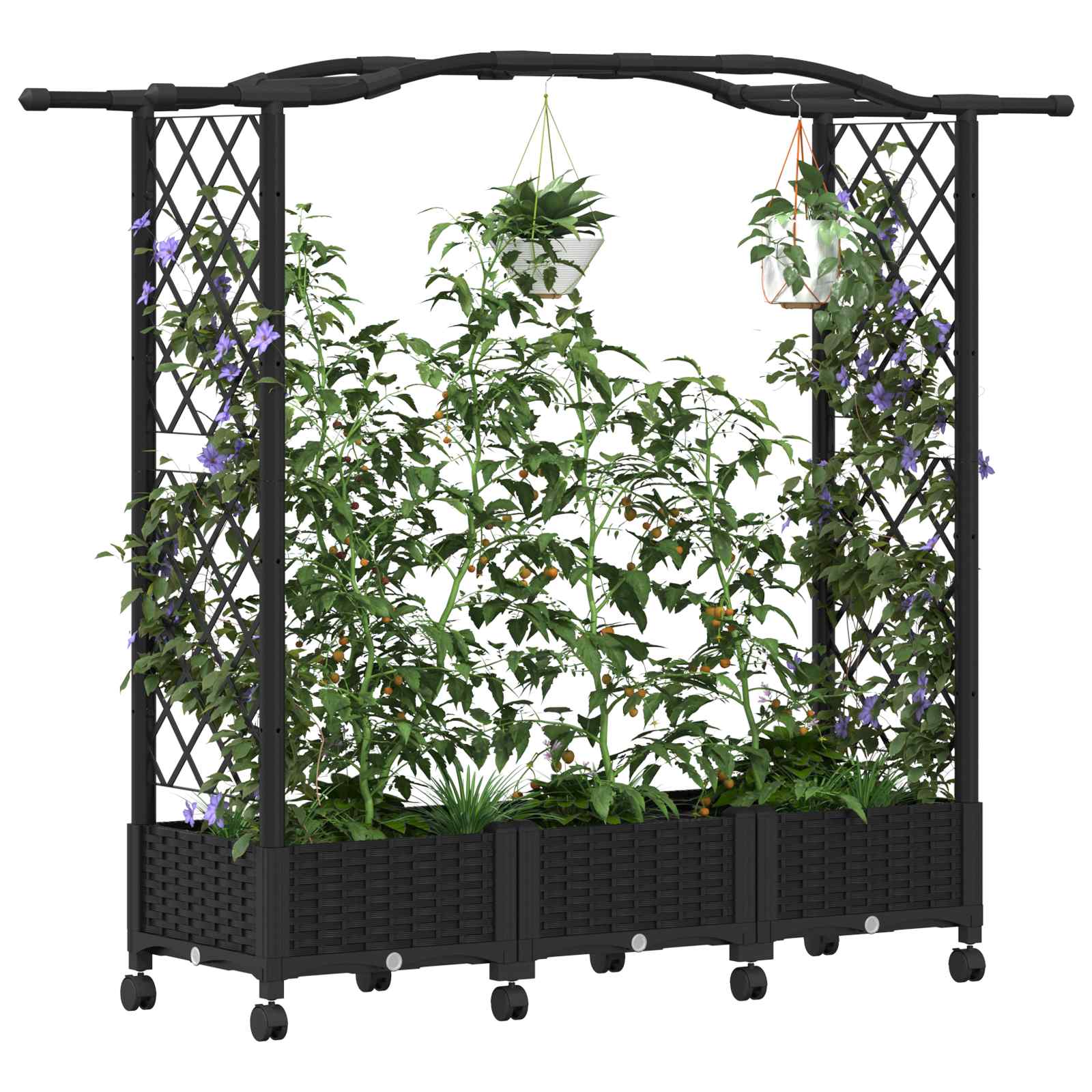 Hochbeet mit Rankgitter und Dach Braun 124 x 40 x 123 cm PP