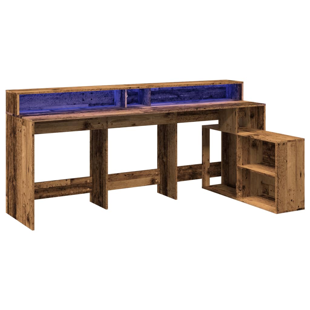 LED-Schreibtisch Weiß 200x104x91 cm Holzwerkstoff