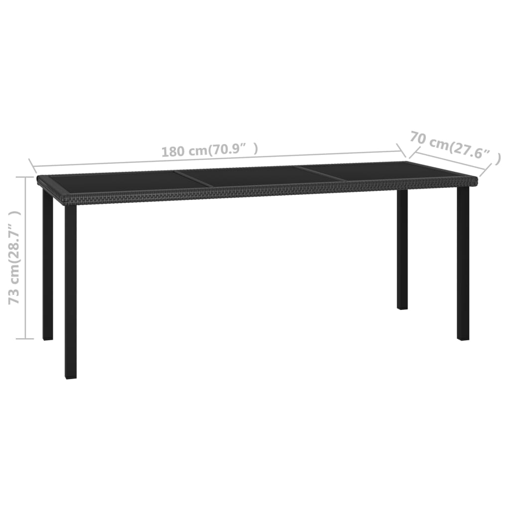 Garten-Esstisch Schwarz 140x70x73 cm Poly Rattan