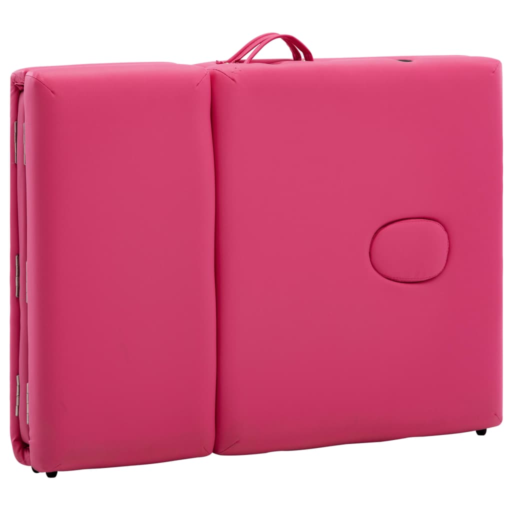 Massageliege Klappbar 4-Zonen mit Holzgestell Rosa