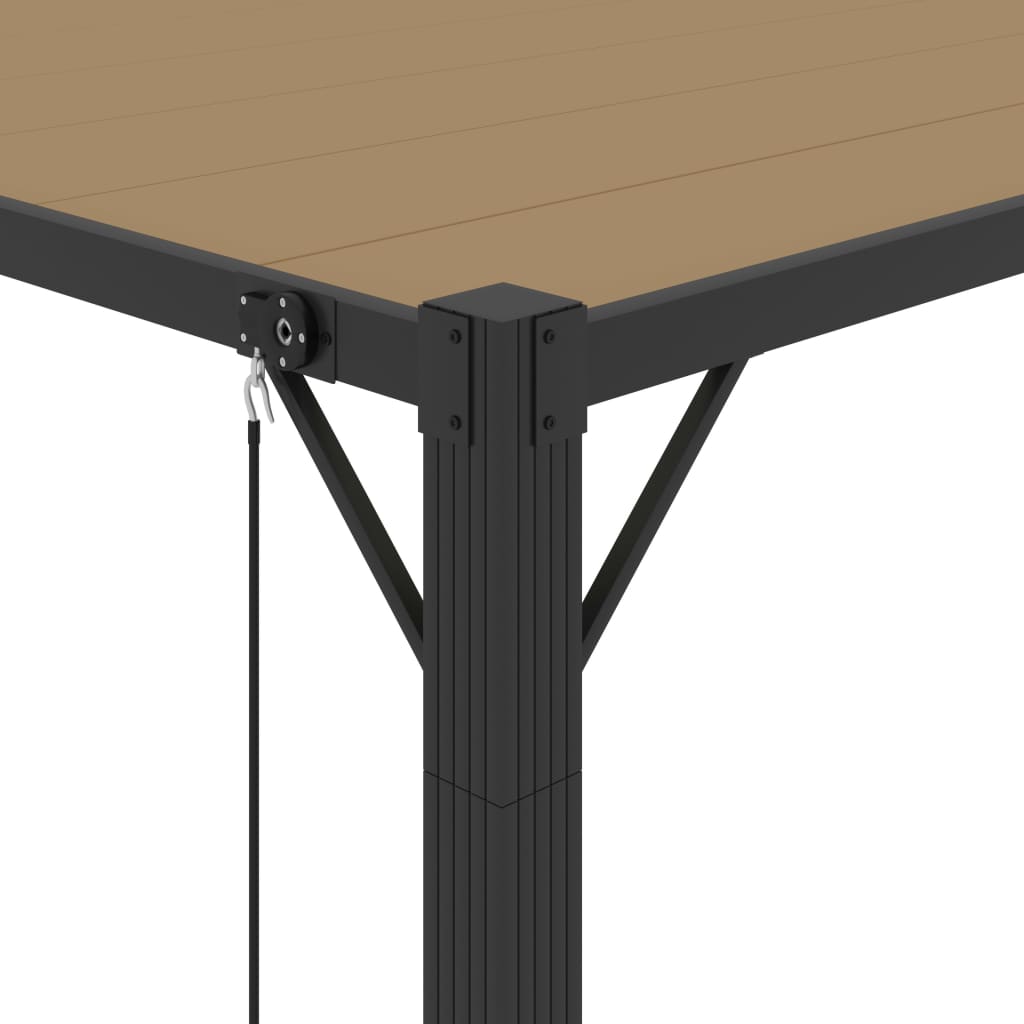 Pergola mit Lamellendach 3x3 m Creme Stoff und Aluminium
