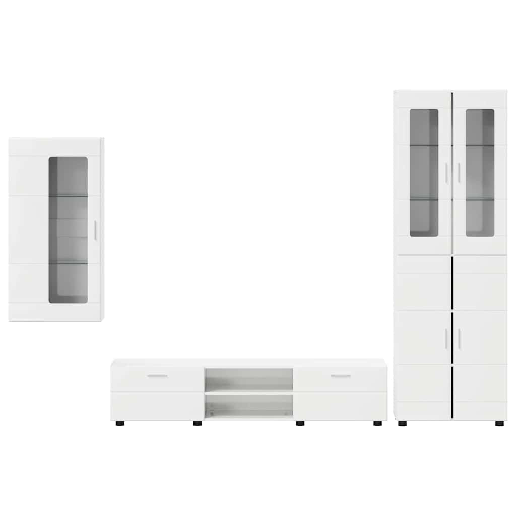 Highboard mit Regal FLORIN Weiß 60 x 35 x 182 cm Holzwerkstoff