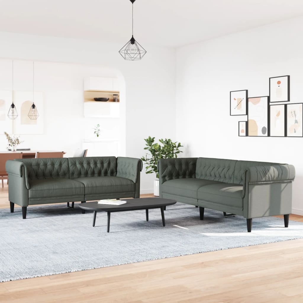3-tlg. Sofagarnitur Hellgrau Stoff