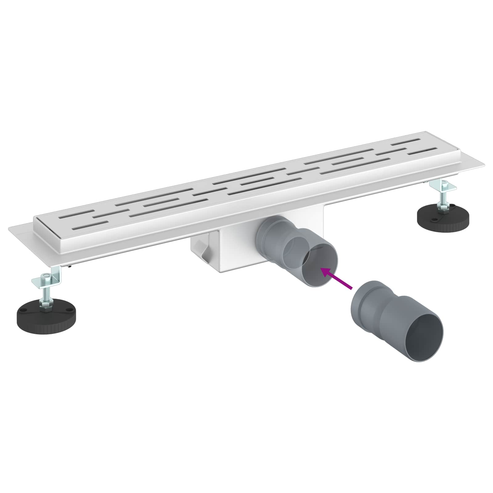 Duschabfluss mit Glasabdeckung Schwarz 50 cm Edelstahl 304