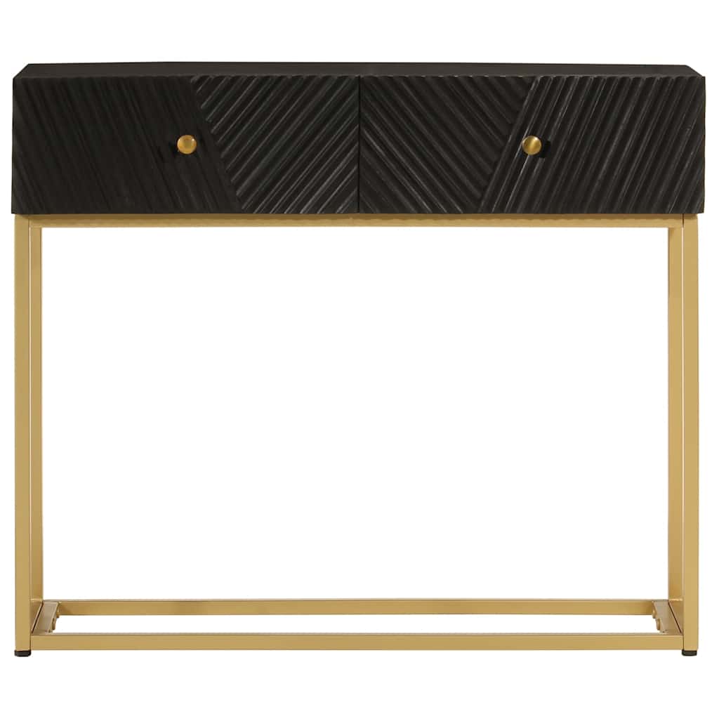 Nachttisch Schwarz 40x30x50 cm Massivholz Mango und Eisen