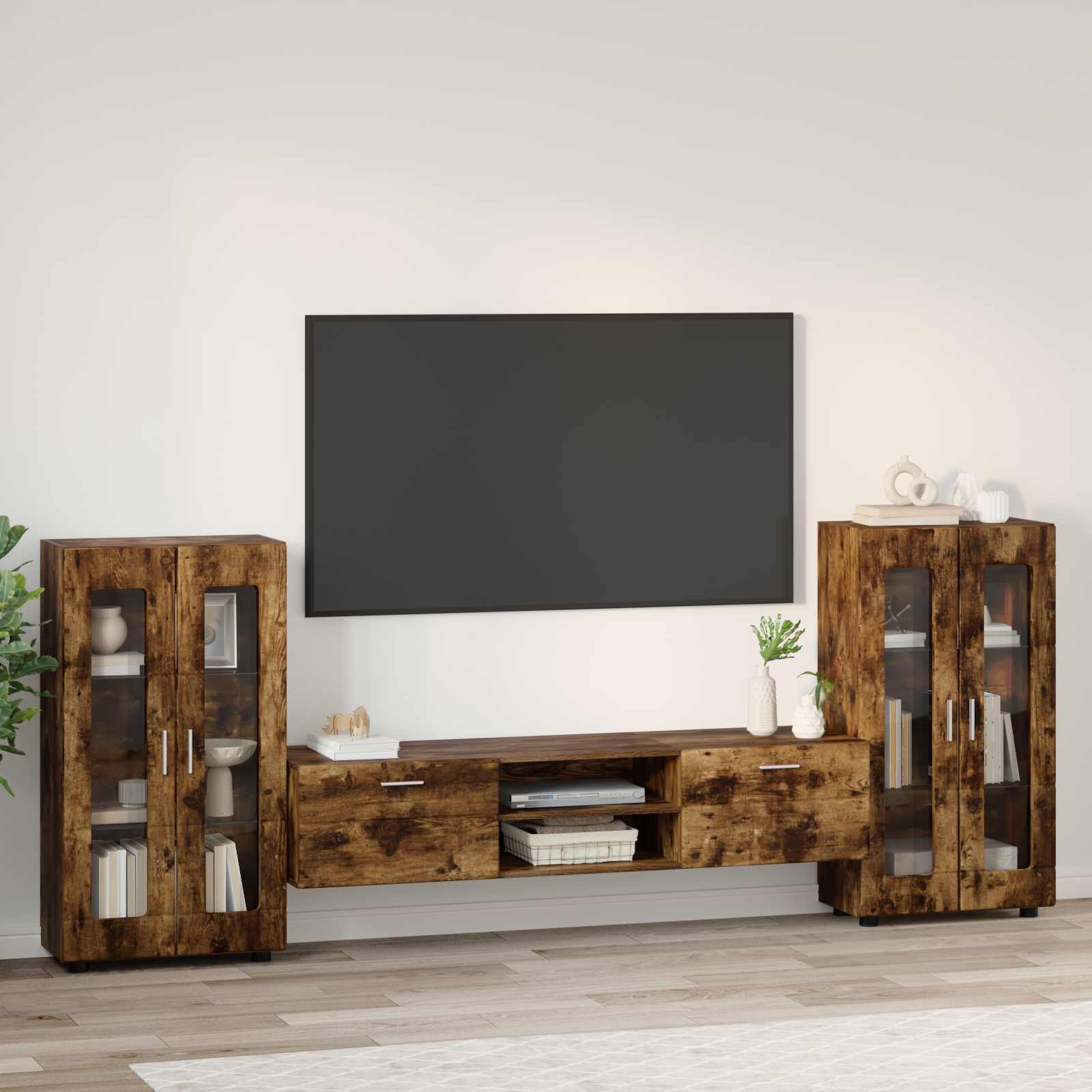 Highboard mit Regal FLORIN Weiß 60 x 35 x 182 cm Holzwerkstoff