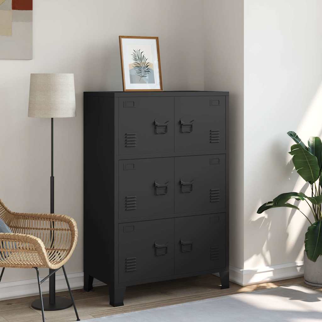 Lagerschrank Industrial Schwarz 75x40x80 cm Stahl