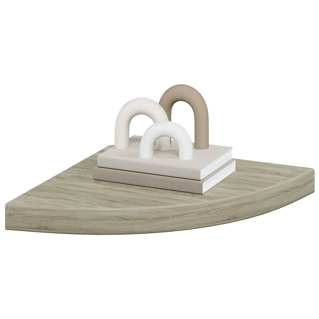 Schwebende Eckregale 2 Stk. Hochglanz-Weiß 25x25x3,8 cm MDF