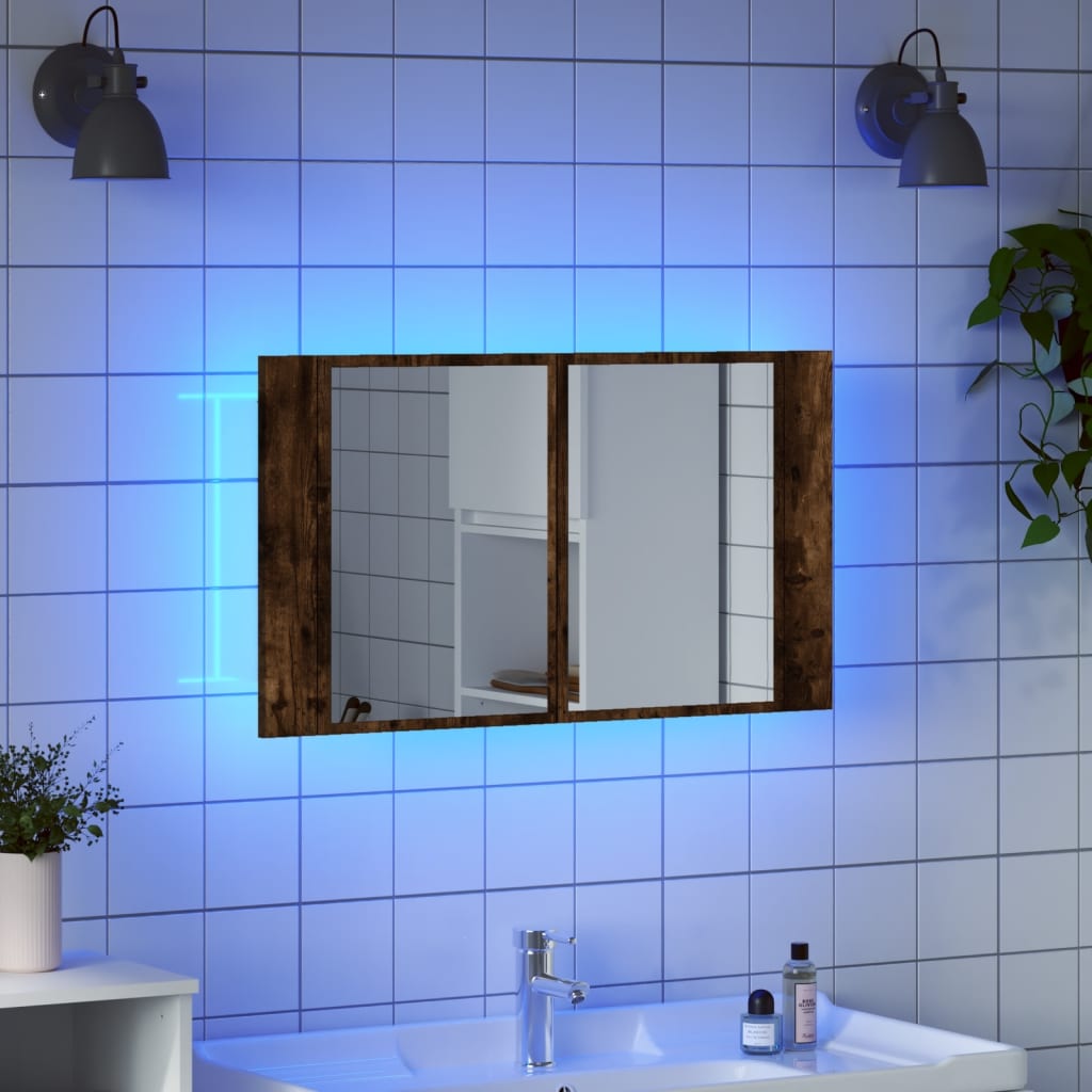 LED-Bad-Spiegelschrank Weiß 80x12x45 cm Acryl