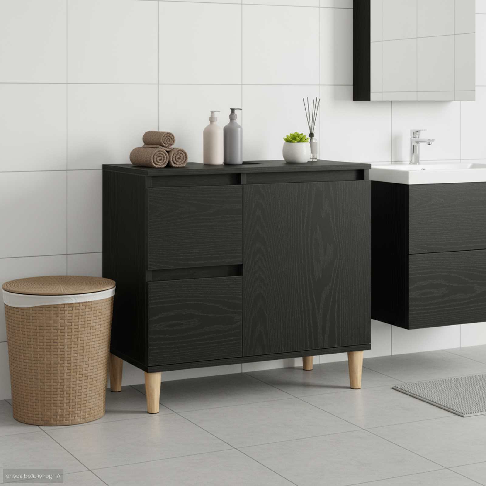 Badschrank Weiß 65x33x60 cm Holzwerkstoff