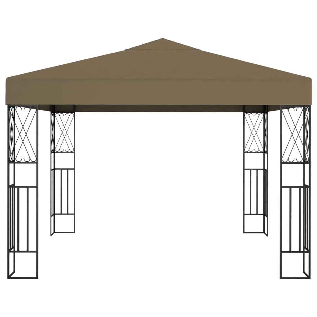 Pavillon mit LED-Lichterkette 3x3 m Creme Stoff