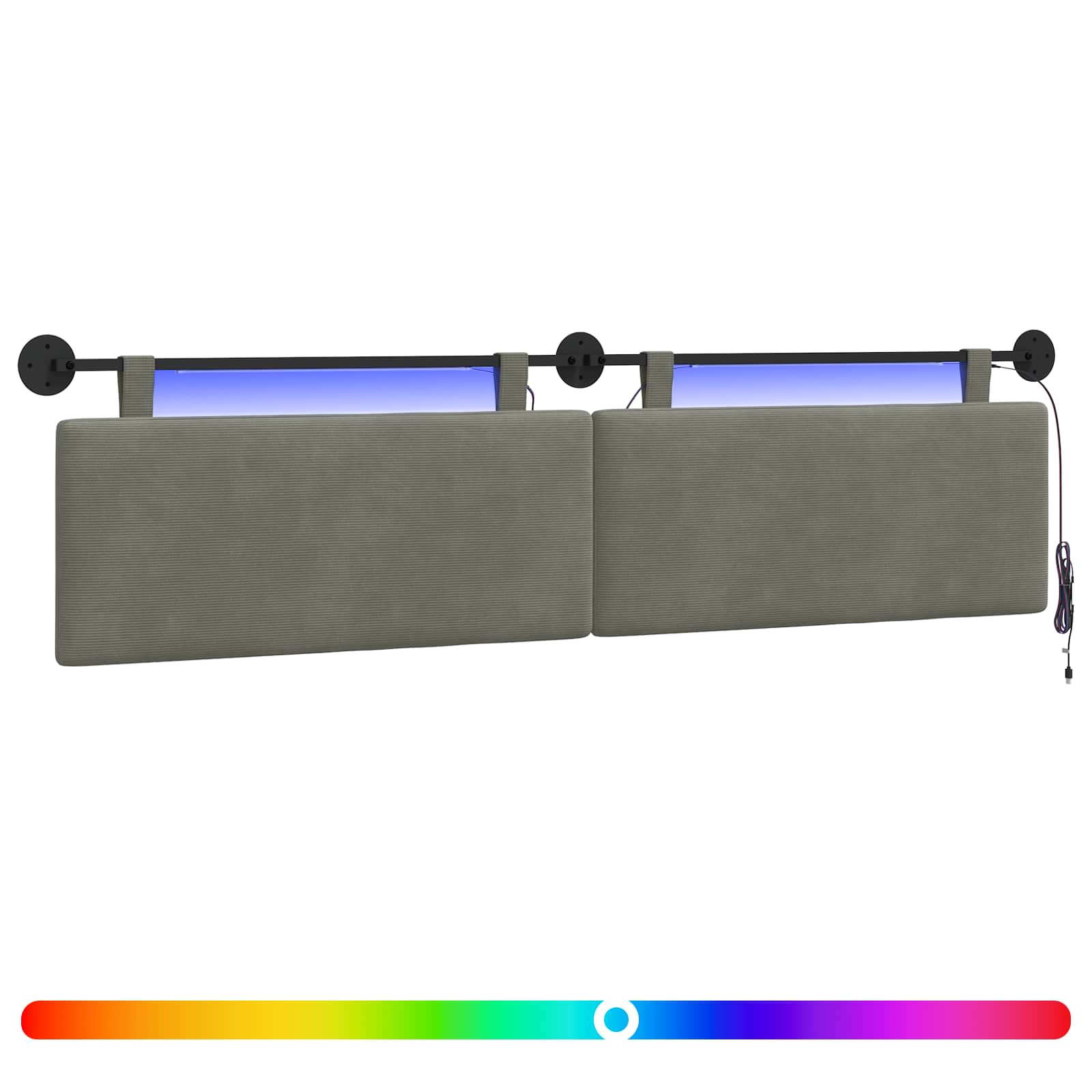 Hängendes Kopfteil Mit LED Licht Hellgrau Cordstoff