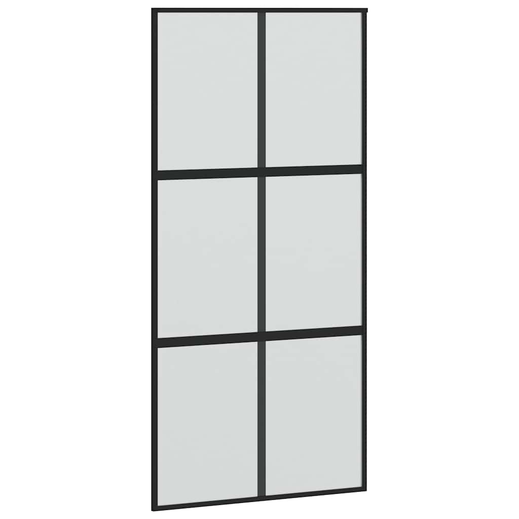 Schiebetür mit Beschlag Schwarz 76x205 cm Hartglas