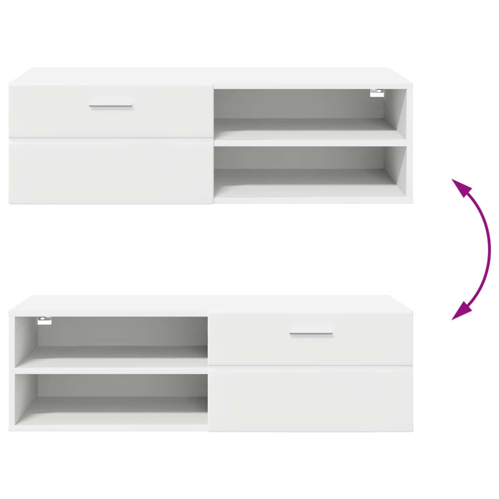 Highboard mit Regal FLORIN Weiß 60 x 35 x 182 cm Holzwerkstoff
