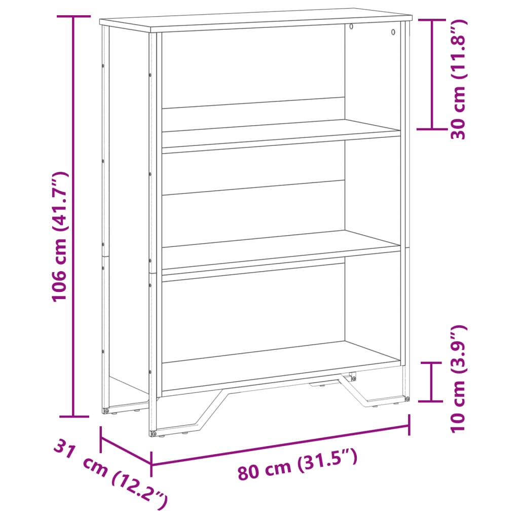 Bücherregal Schwarz 80x31x169 cm Holzwerkstoff