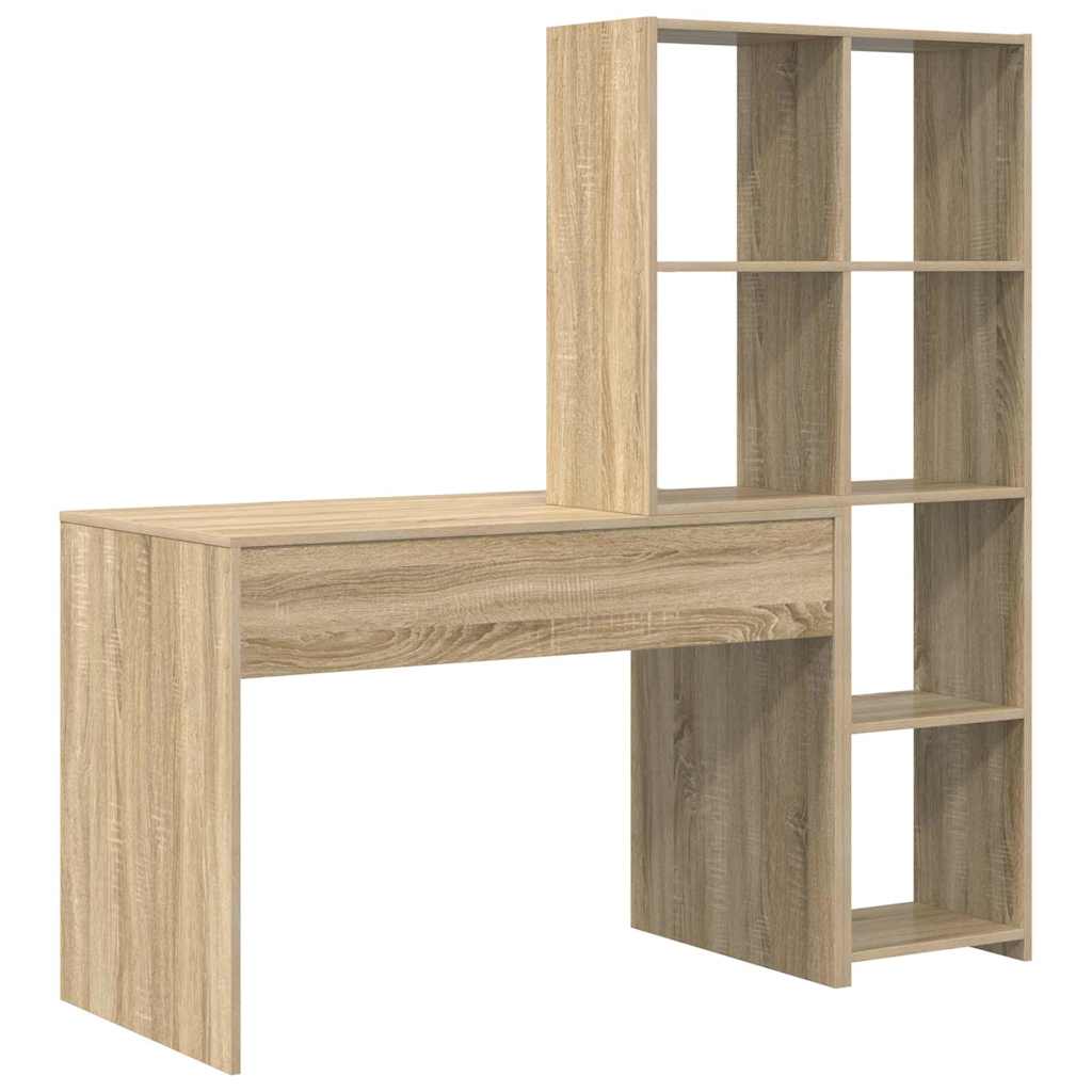 Schreibtisch mit Regal Weiß 138,5 x 55 x 143 cm Holzwerkstoff