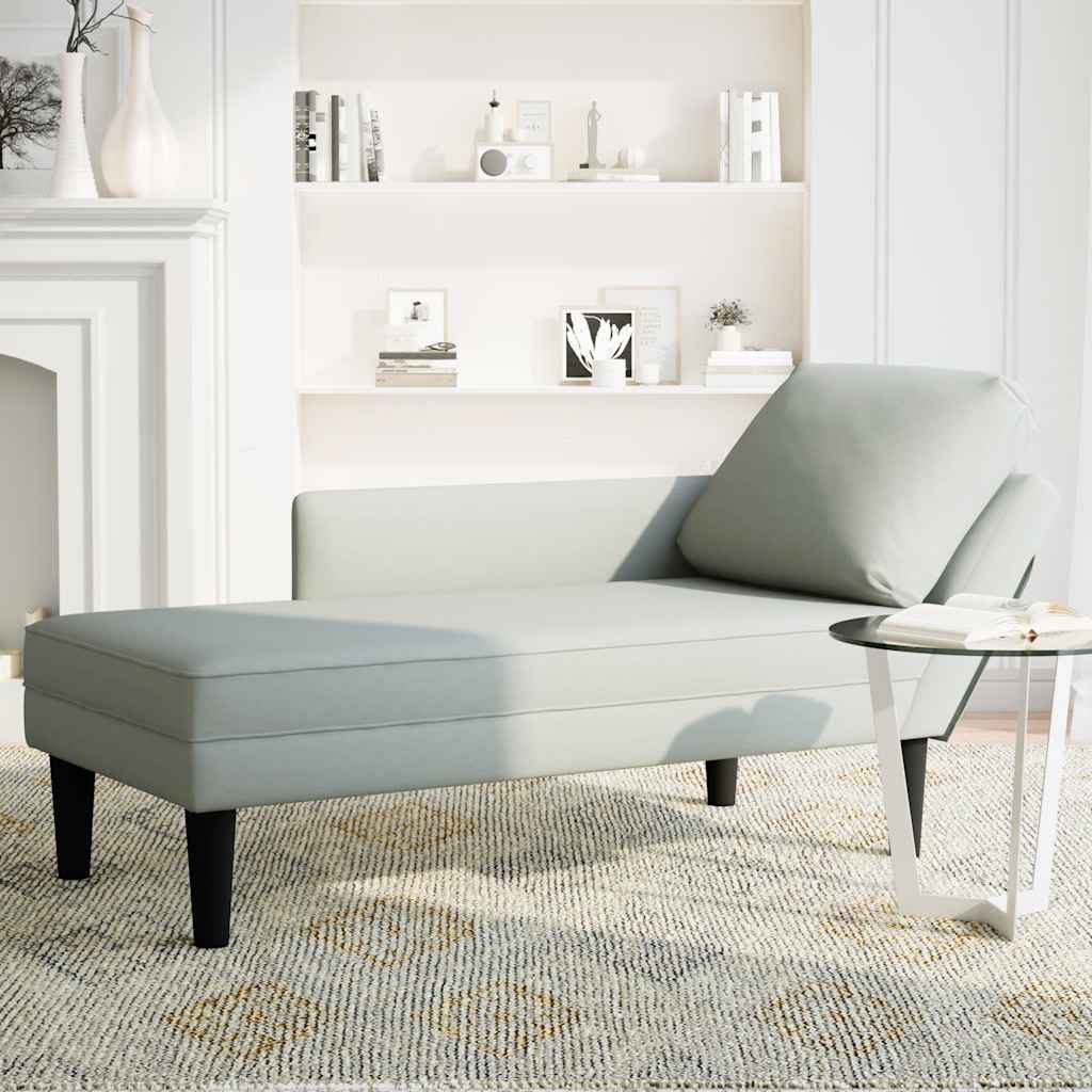 Chaiselongue mit Kissen und Rechter Armlehne Blau Samt