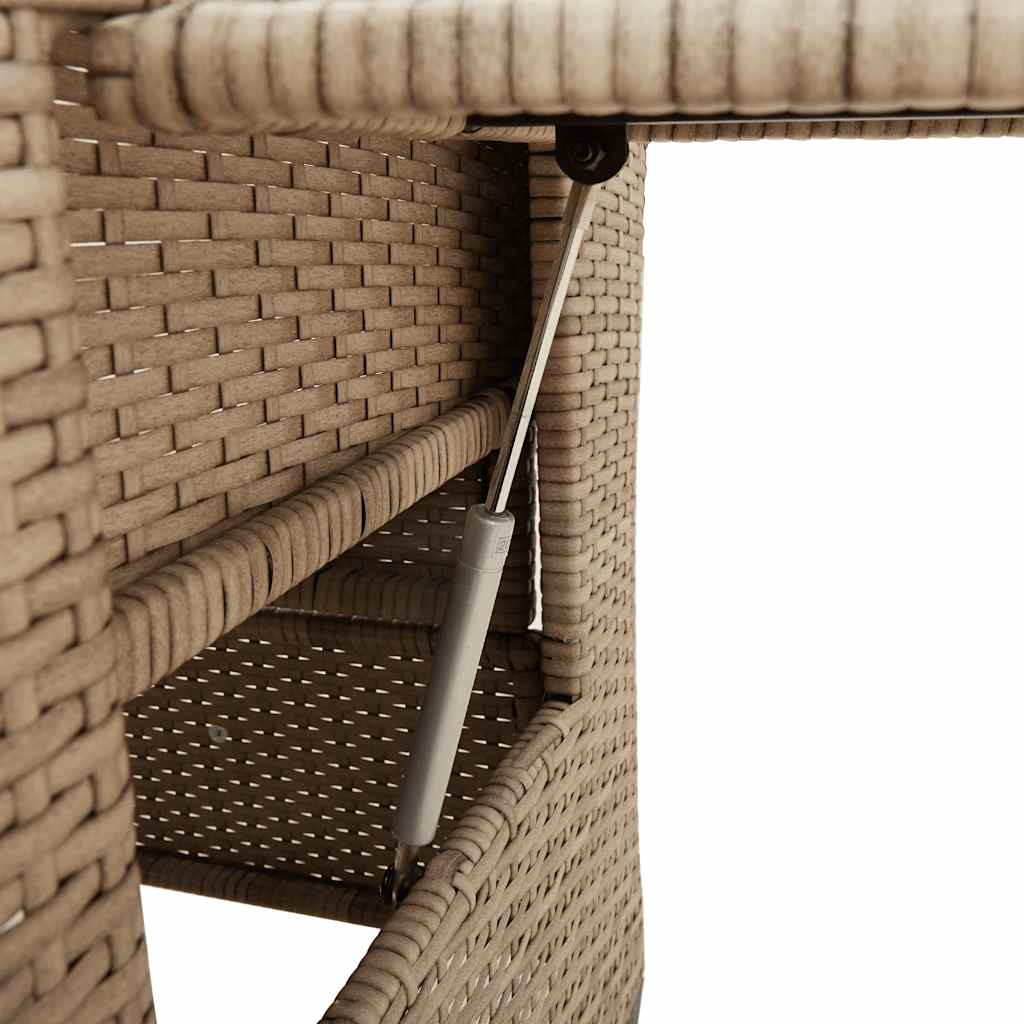 Gartensessel mit Beistelltisch Verstellbar Schwarz Poly Rattan