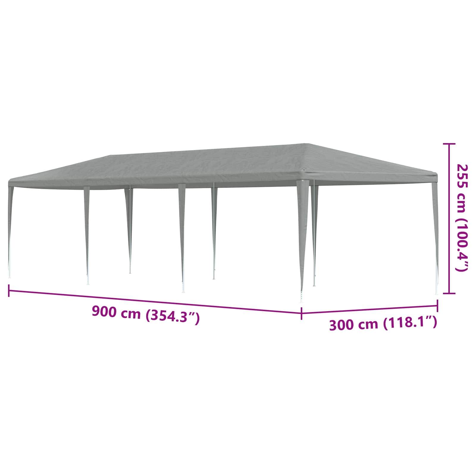 Partyzelt 400 x 300 x 255 cm Rot PE und Stahl