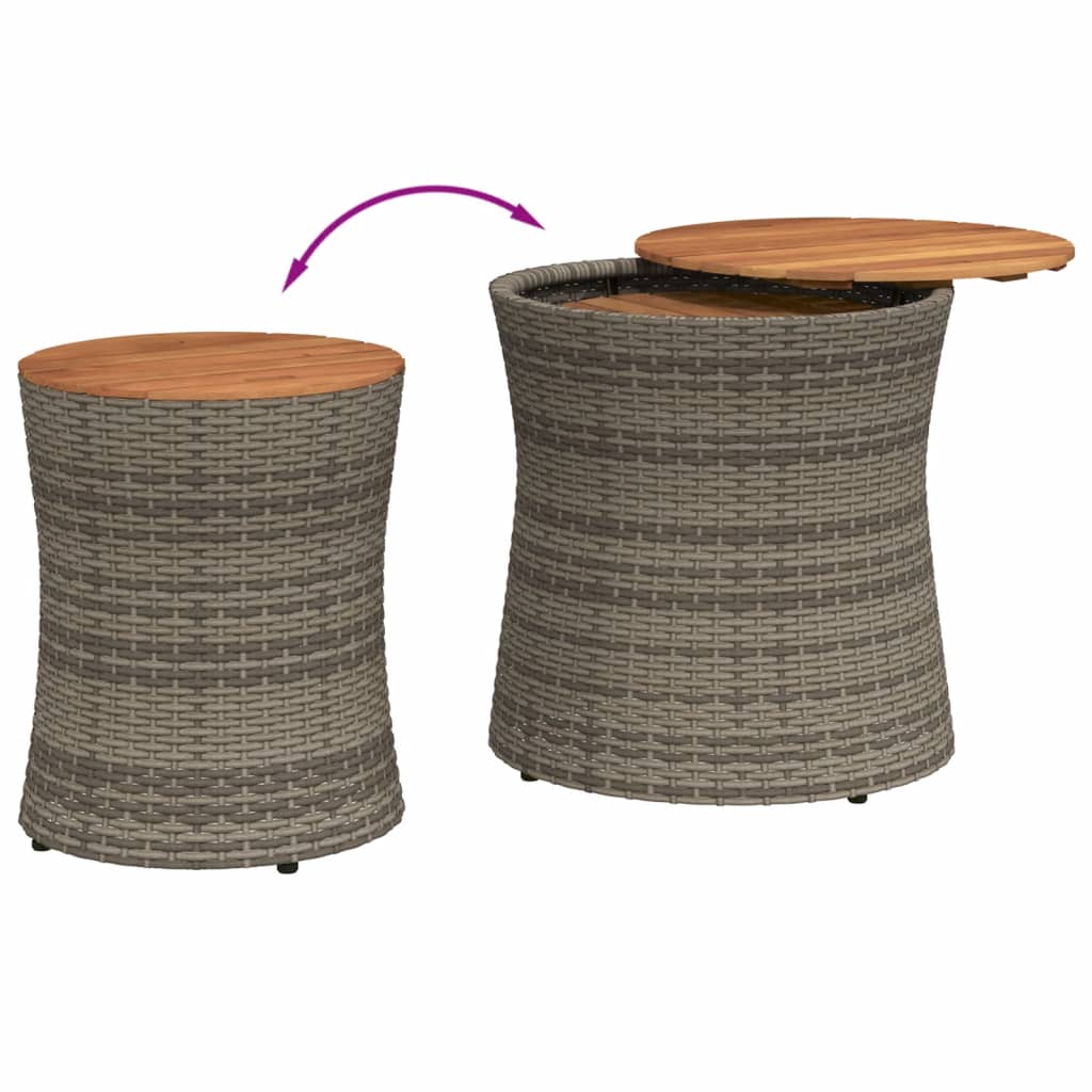 Garten-Beistelltische 2 Stk. mit Holzplatte Schwarz Poly Rattan