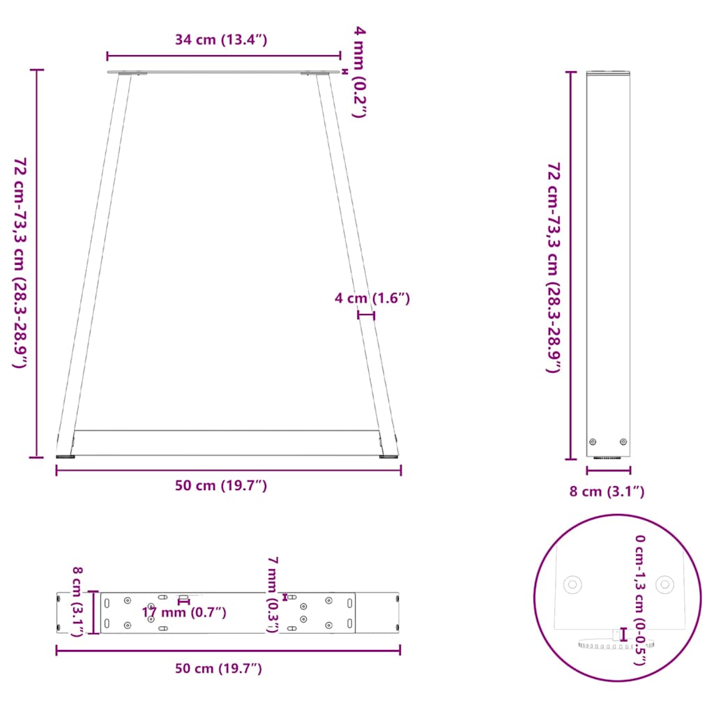 Couchtischbeine V-Form 2 Stück Schwarz 30x(30-31,3) cm Stahl
