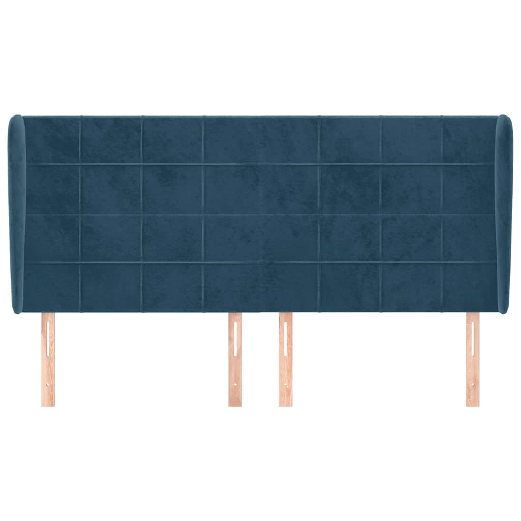 Kopfteil mit Ohren Dunkelblau 93x23x78/88 cm Samt