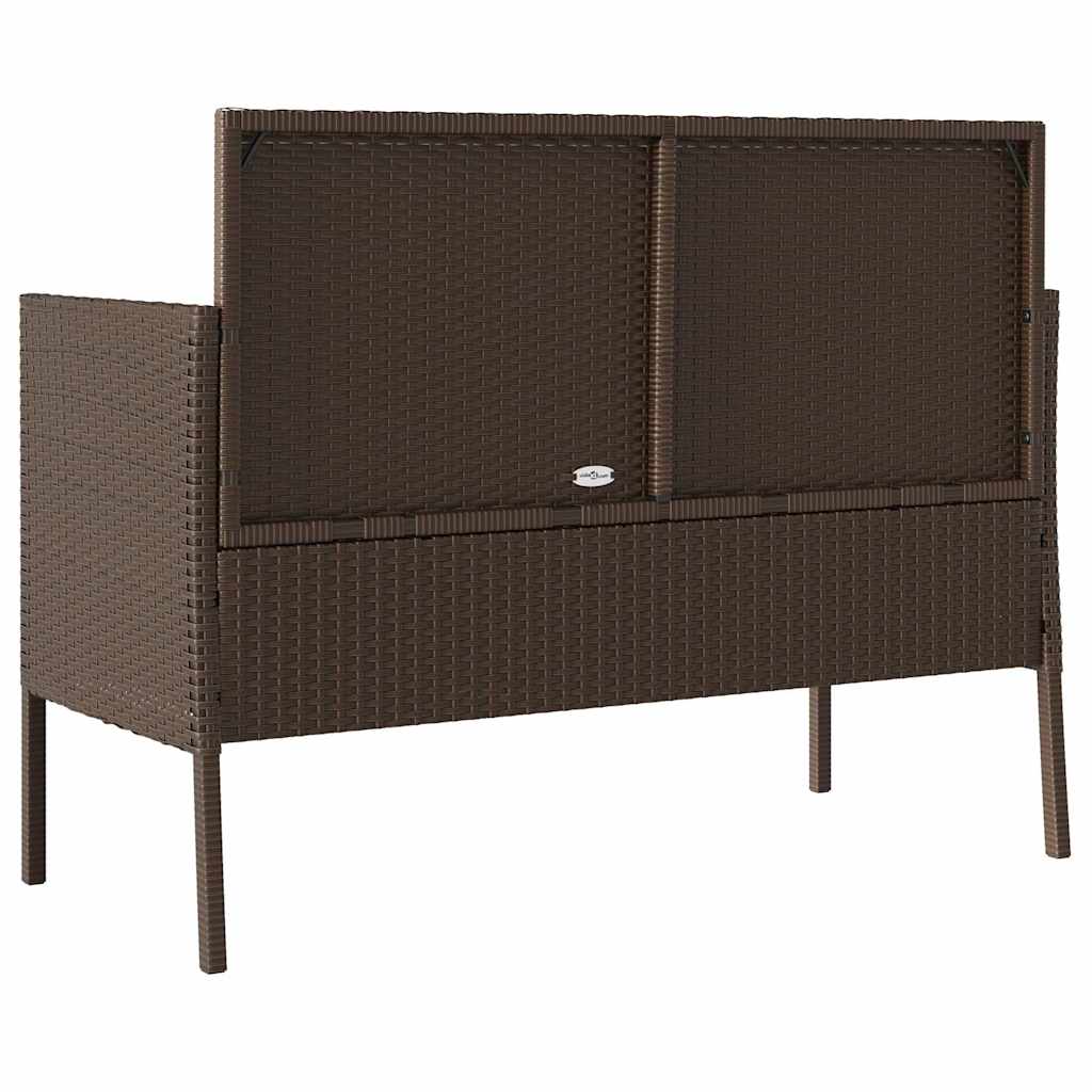 Gartenbank mit Kissen Schwarz Poly Rattan
