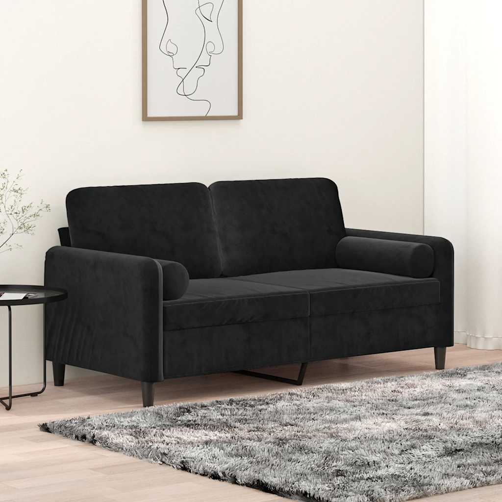 2-Sitzer-Sofa mit Zierkissen Dunkelgrün 120 cm Samt