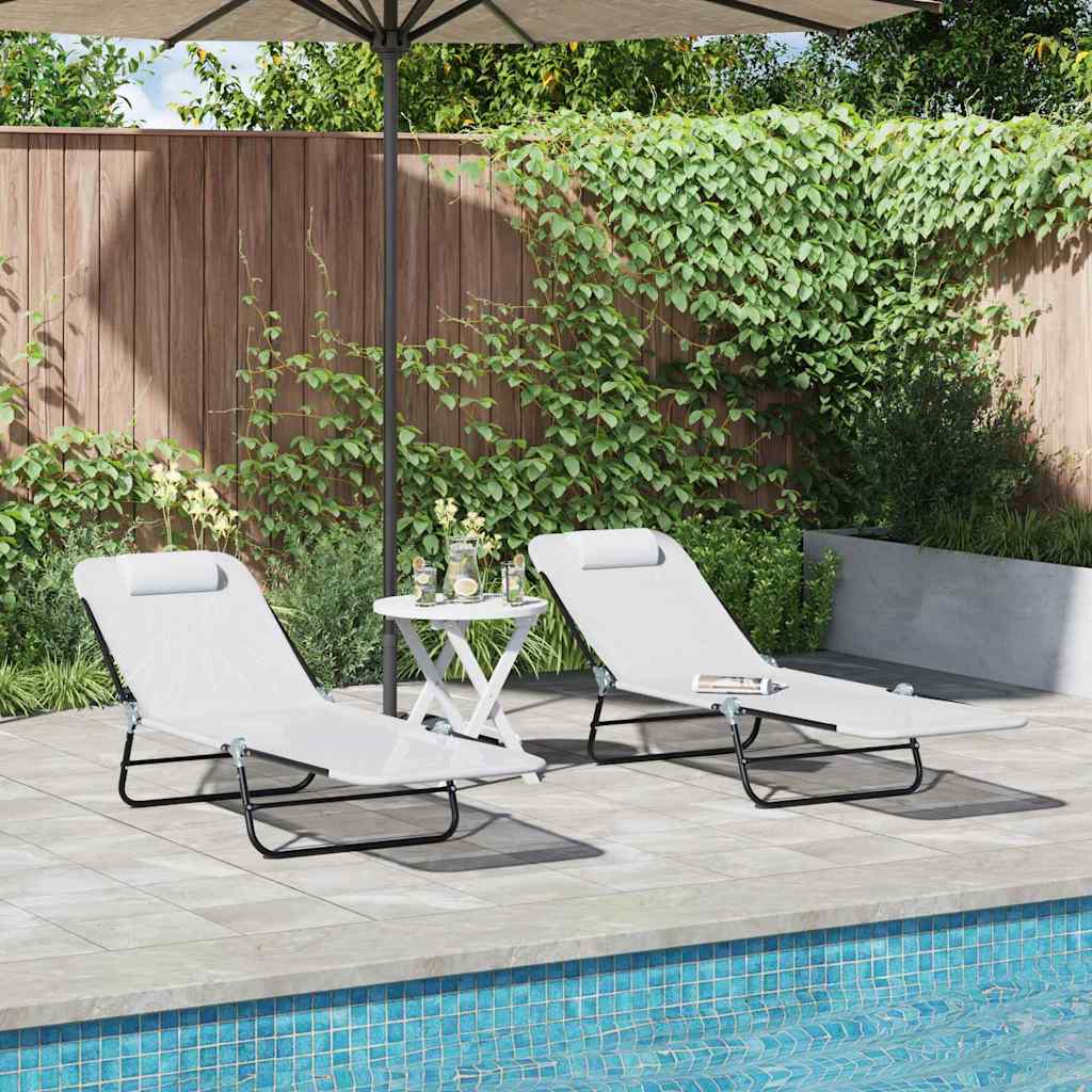 Klappbare Sonnenliege Creme 182 x 55 x 85,5 cm Textilene
