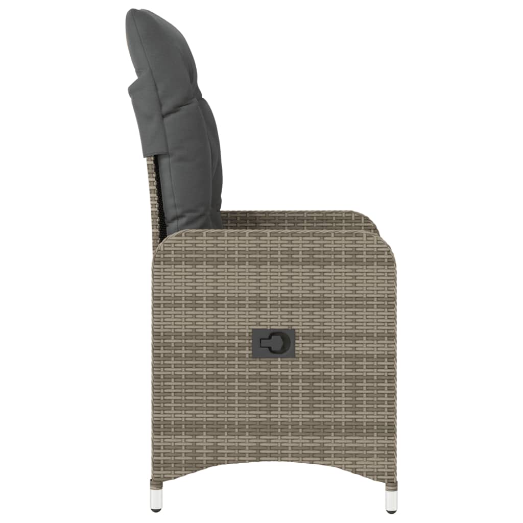 Gartensessel Verstellbar mit Kissen Schwarz Poly Rattan