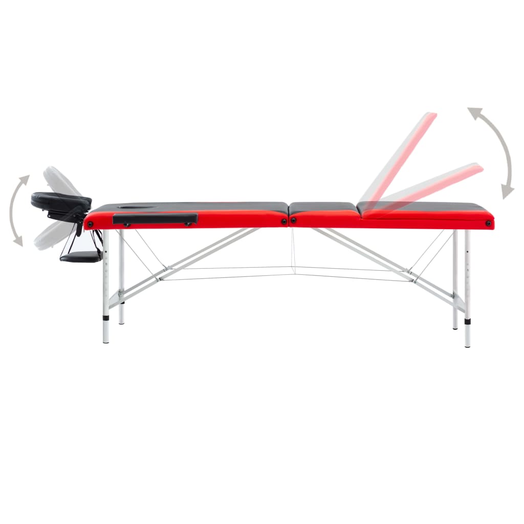 Massagetisch Klappbar 3 Zonen Aluminium Dunkellila