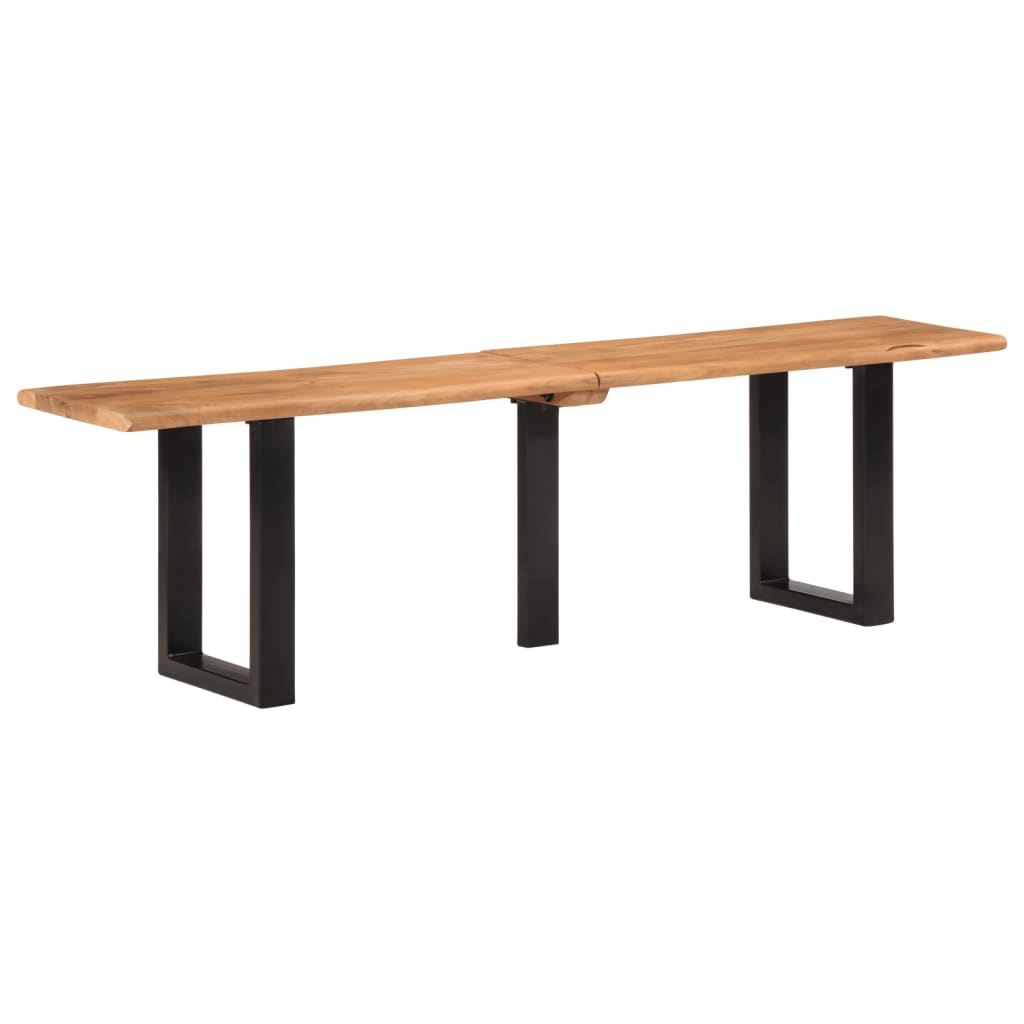 Sitzbank mit Naturkanten 110 cm Akazie Massivholz und Stahl
