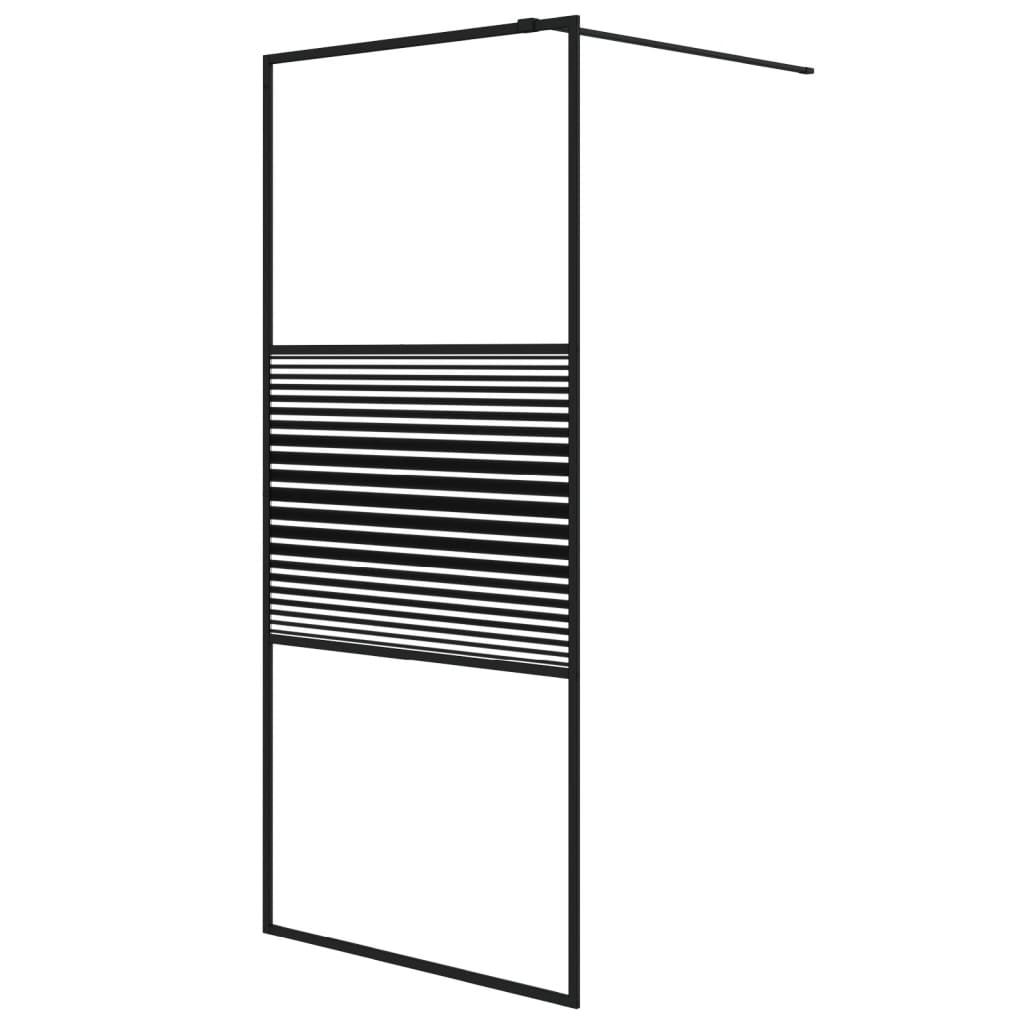 Duschwand für Begehbare Dusche Schwarz 100x195 cm ESG-Glas Klar